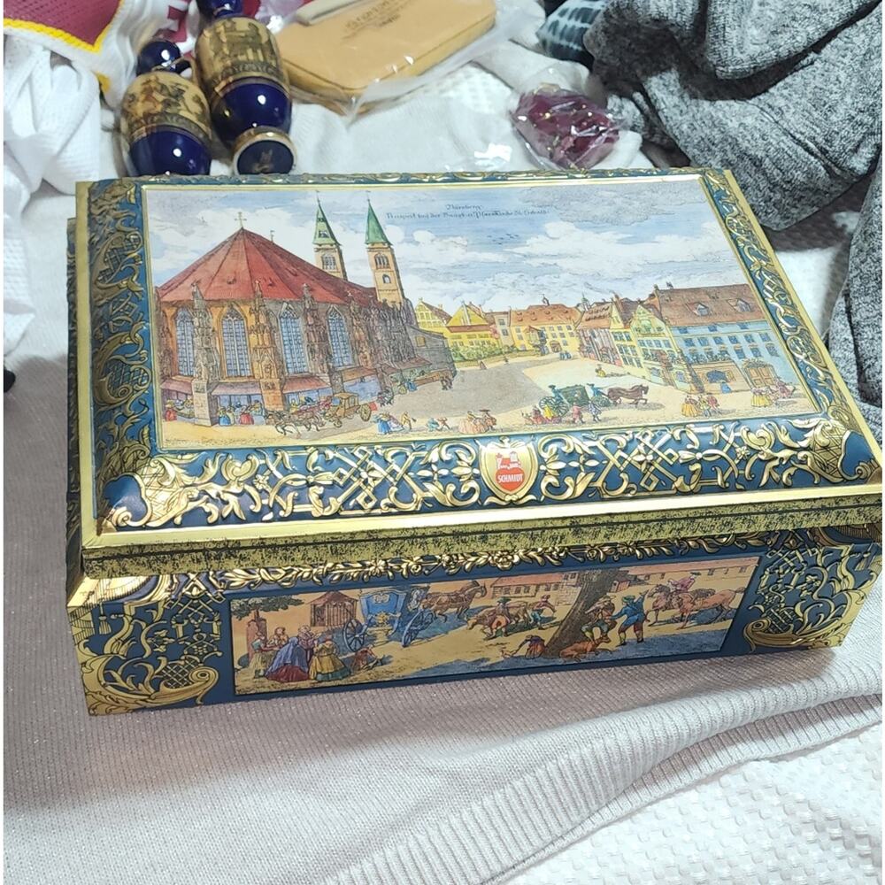 VINTAGE 1992 E OTTO SCHMIDT METAL TIN BOX MADE IN GERMANY COLLECTIBLE TIN